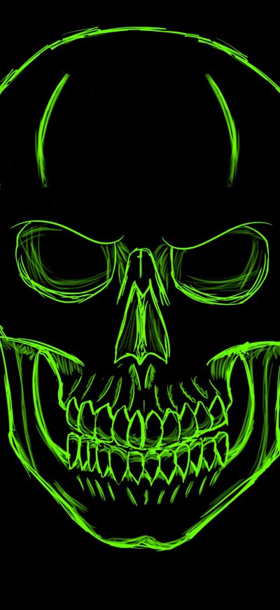 Fond d'écran iPhone Dark Green Skull Minimalism Art