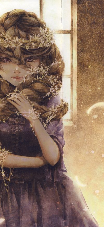 Fond d'écran iPhone Purple Eyes Long Hair Artistic Girl