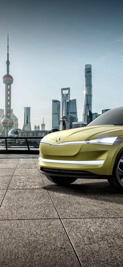 Fond d'écran iPhone Skoda Vision E Concept 2017