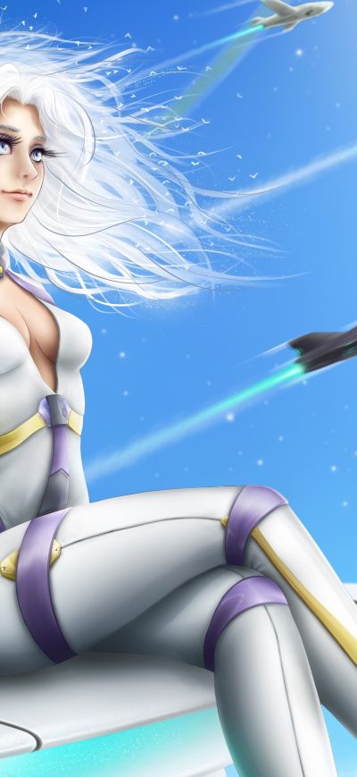 Fond d'écran iPhone Future Rocket Plane Fantasy Anime Girl