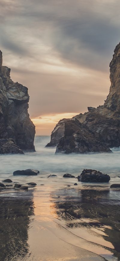 Fond d'écran iPhone Pleiffer Beach Waves Dusk 4k