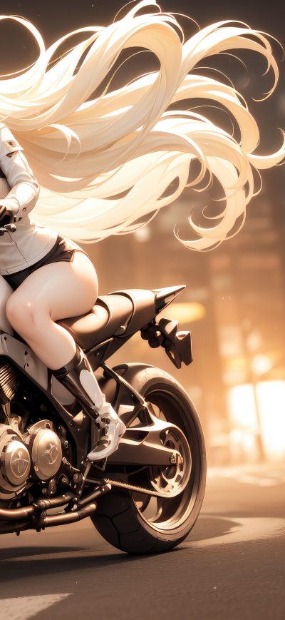 Fond d'écran iPhone Biker Girl Very Long Hair 4k