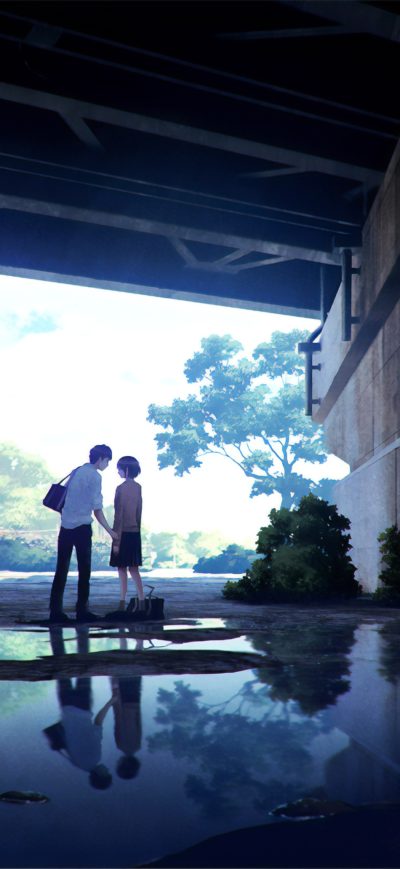 Fond d'écran iPhone Anime Couple Meeting Under Bridge 4k