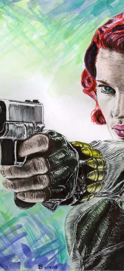 Fond d'écran iPhone Black Widow 5k Artwork