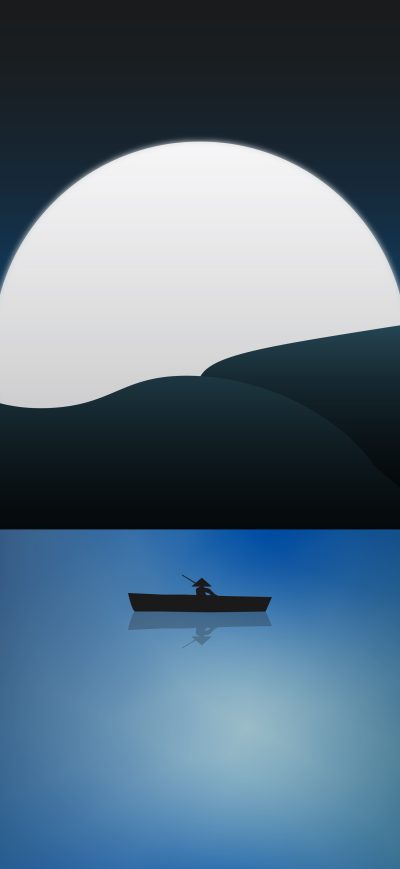 Fond d'écran iPhone Boat Night In The Lake 8k