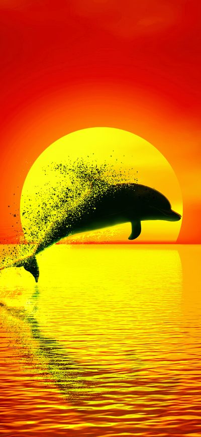 Fond d'écran iPhone Dolphin Dispersion Sunset 4k