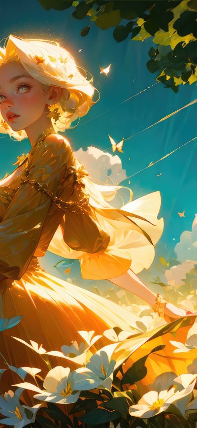 Fond d'écran iPhone Fantasy Girl In Butterfly Land