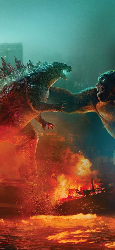 Fond d'écran iPhone Godzilla Vs Kong Fight 5k