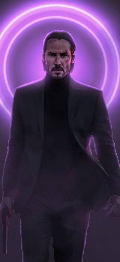 Fond d'écran iPhone John Wick Neon With Gun 5k
