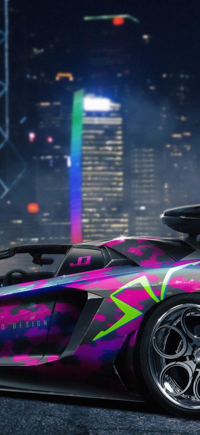 Fond d'écran iPhone Lamborghini Aventador Sv Modified Cgi Art 4k