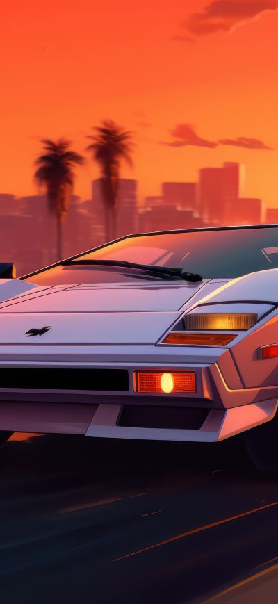 Fond d'écran iPhone Lamborghini Sunset Glow Retro