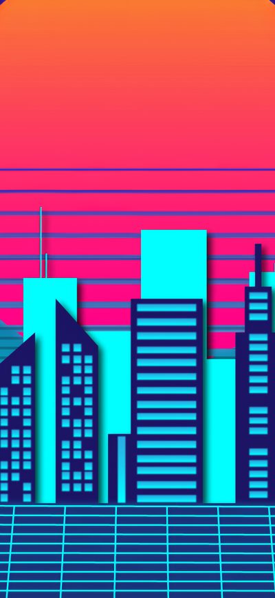 Fond d'écran iPhone Retro City Wave 4k