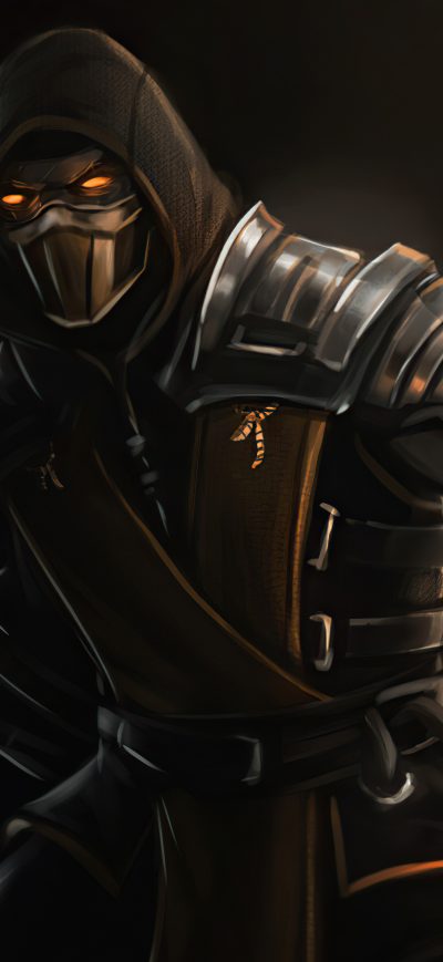 Fond d'écran iPhone Scorpion Mortal Kombat Dark 4k