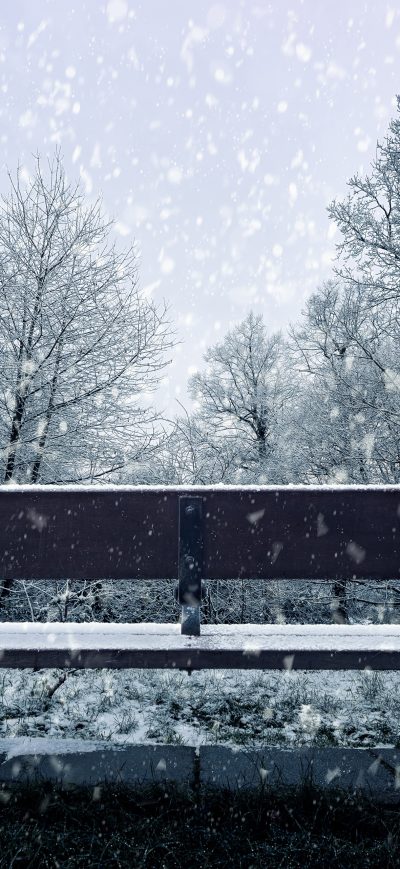 Fond d'écran iPhone Bench Snowfall 4k