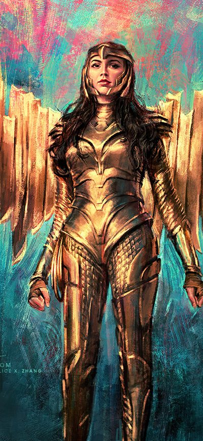 Fond d'écran iPhone Wonder Woman 1984 Golden Armor Suit