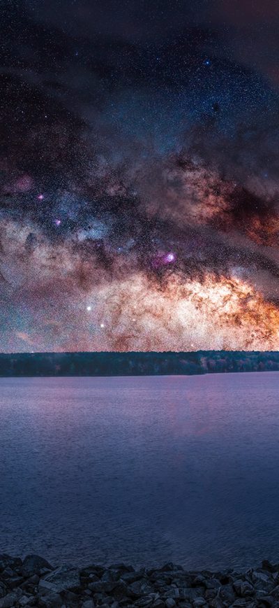 Fond d'écran iPhone Colorful Sky Stars Landscape Sea