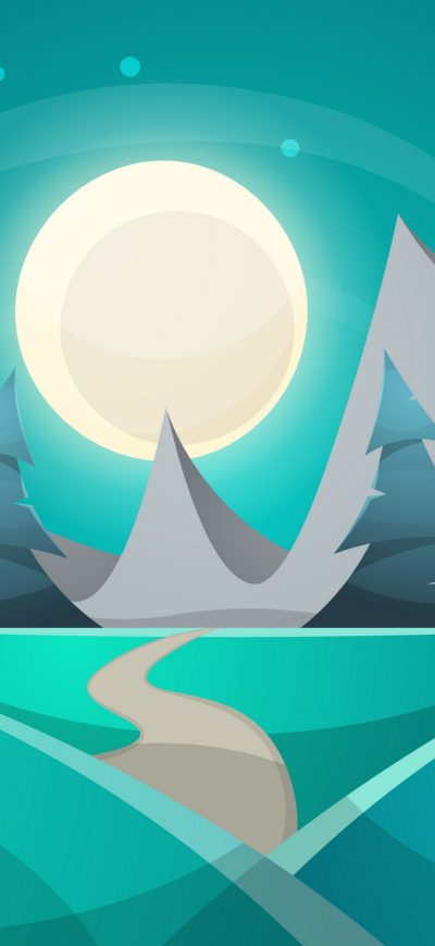Fond d'écran iPhone Winter Landsacape Snow Moon Minimalism Trees 4k