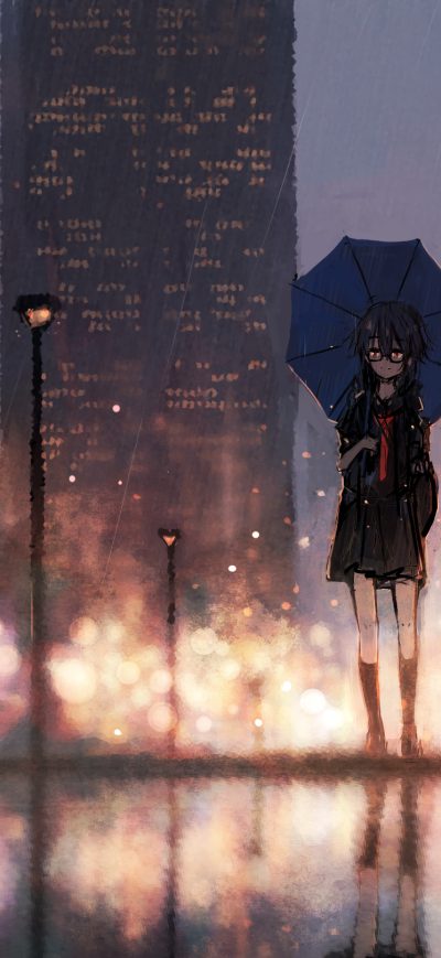 Fond d'écran iPhone Anime Girl Rain Umbrella