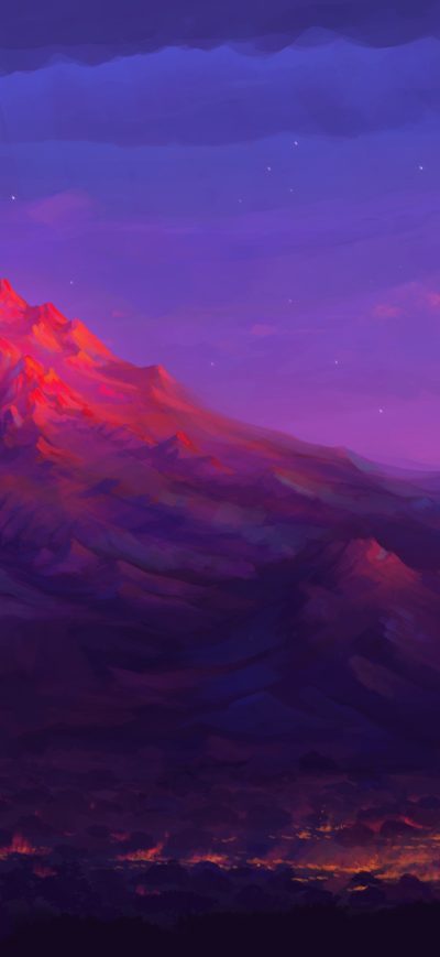 Fond d'écran iPhone Forest Mountains Colorful Night Trees Fantasy Artwork 5k