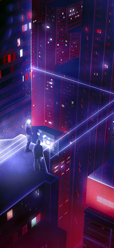 Fond d'écran iPhone People On Roof Scifi Art 4k