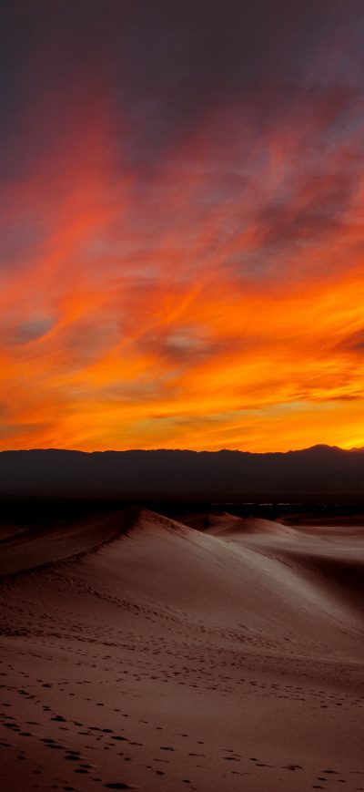 Fond d'écran iPhone Burning Sunset Dark Desert 4k