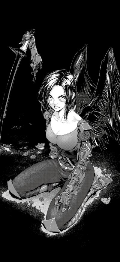 Fond d'écran iPhone Alita Battle Angel Minimal Dark