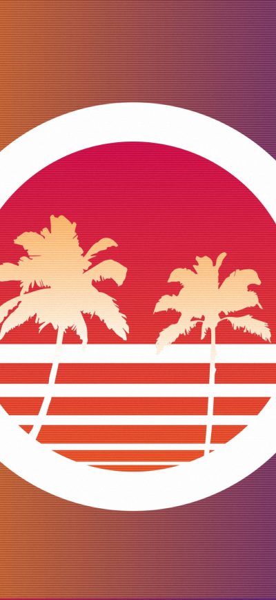 Fond d'écran iPhone Retrowave Outrun Trees