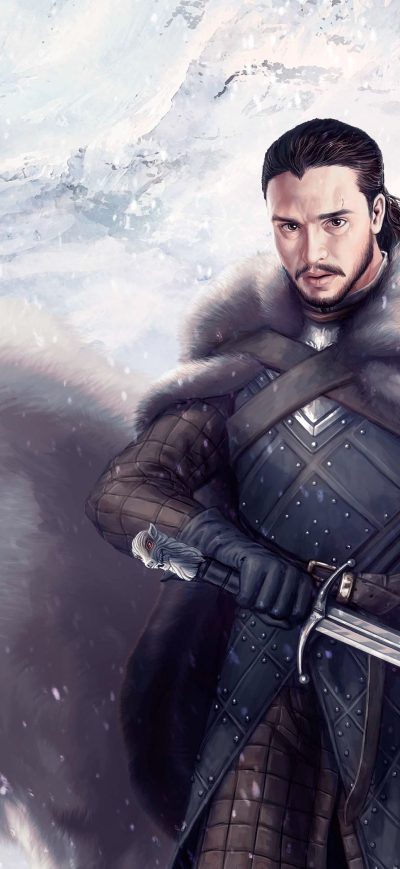 Fond d'écran iPhone Jon Snow And Ghost 4k