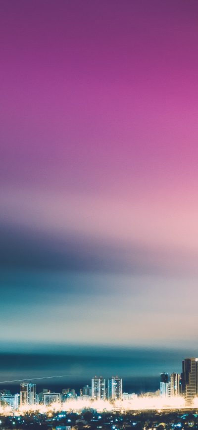 Fond d'écran iPhone Skyline Purple City Skycrapper 4k