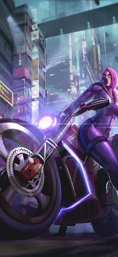 Fond d'écran iPhone Biker Girl Science Fiction Futuristic City