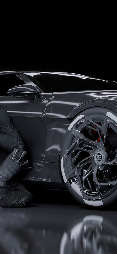 Fond d'écran iPhone Black Panther Bugatti Chiron La Voiture Noire