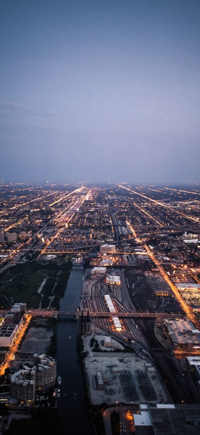 Fond d'écran iPhone Chicago Cityscape Lights Road 5k