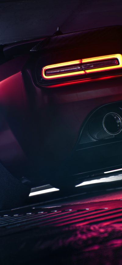 Fond d'écran iPhone Red Dodge Challenger Rear 4k