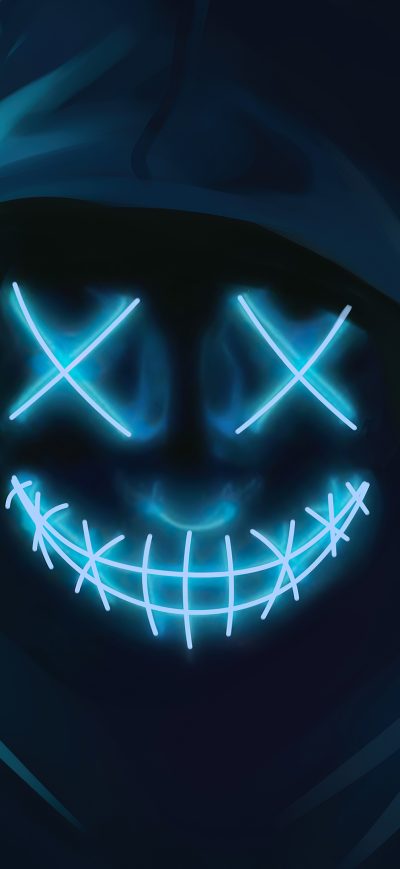Fond d'écran iPhone Neon Guy Mask Smiling 4k