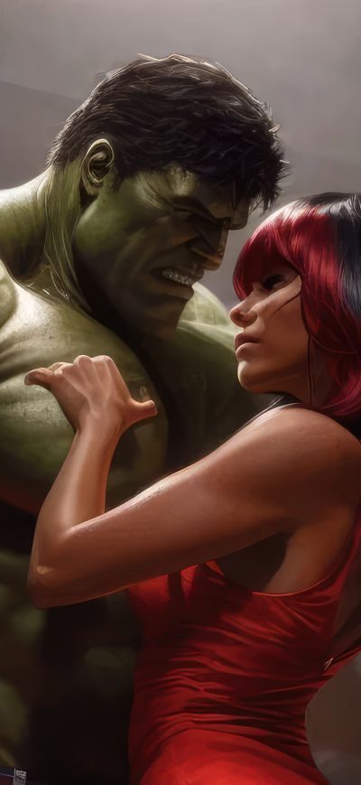Fond d'écran iPhone Hulk And Red She Hulk In Love 4k