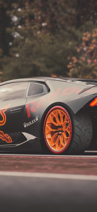 Fond d'écran iPhone Red Bull Lamborghini Huracan 4k Rear