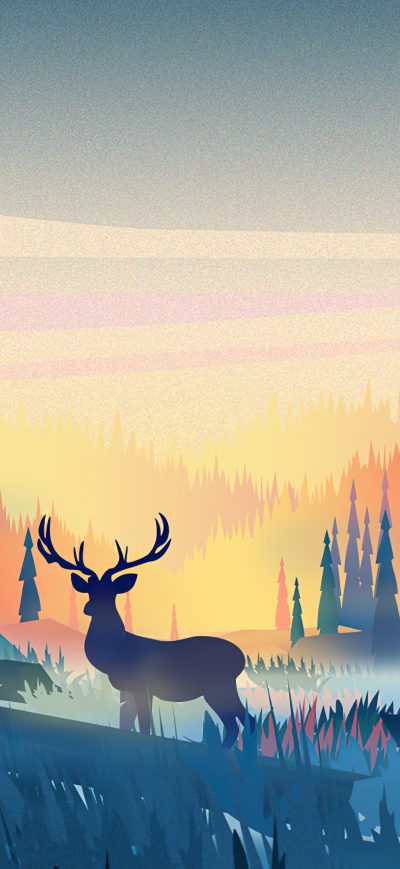 Fond d'écran iPhone Reindeer Minimal Forest Minimalism 4k