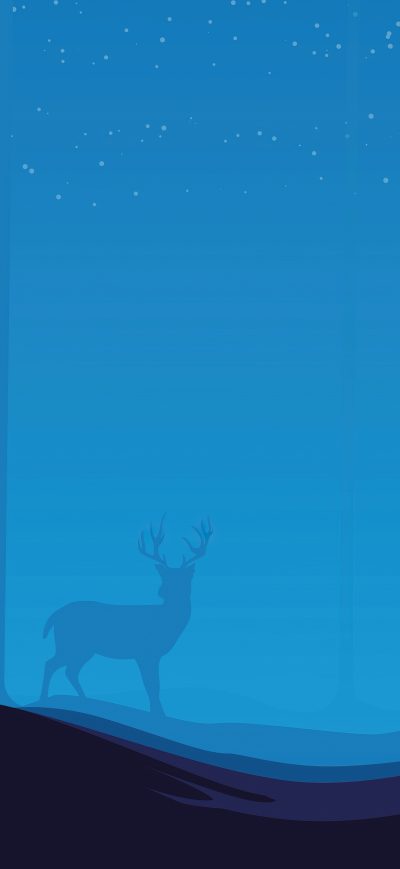 Fond d'écran iPhone Reindeer Night Forest Minimal 5k