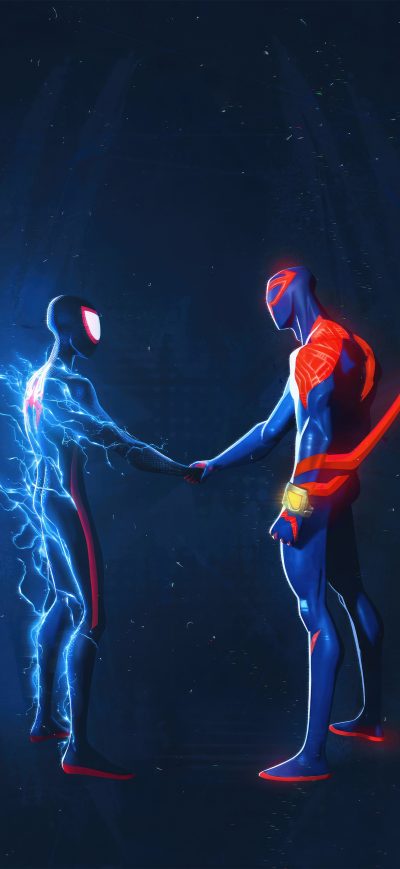 Fond d'écran iPhone Miles Morales And Spiderman 2099 5k