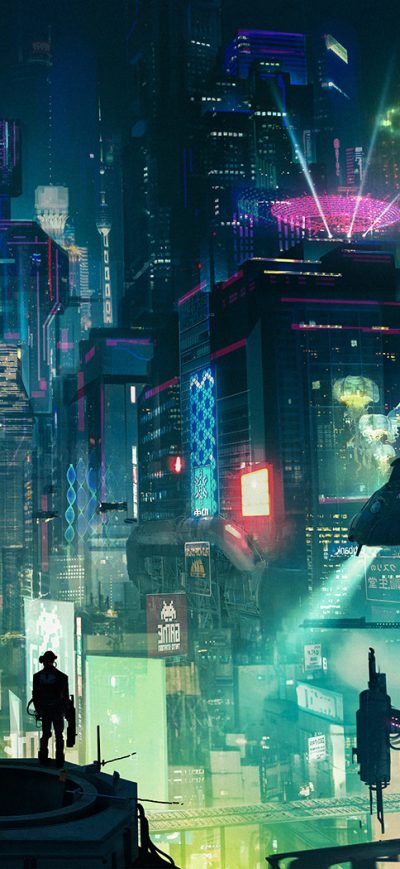 Fond d'écran iPhone Cyberpunk City