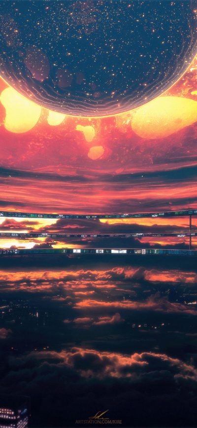 Fond d'écran iPhone Heatwave Citylights Dark Heat Scifi Sky Space