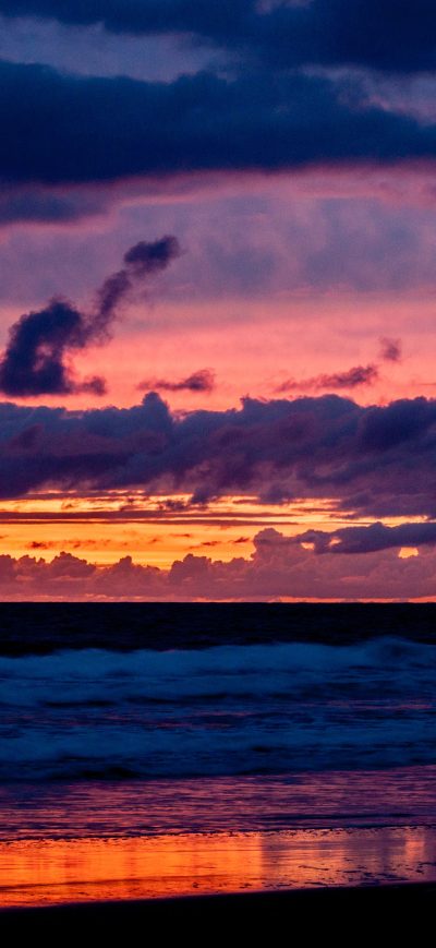 Fond d'écran iPhone Nature Photography Ocean Seascape Silhouette Sky Sunset Water Waves 4k