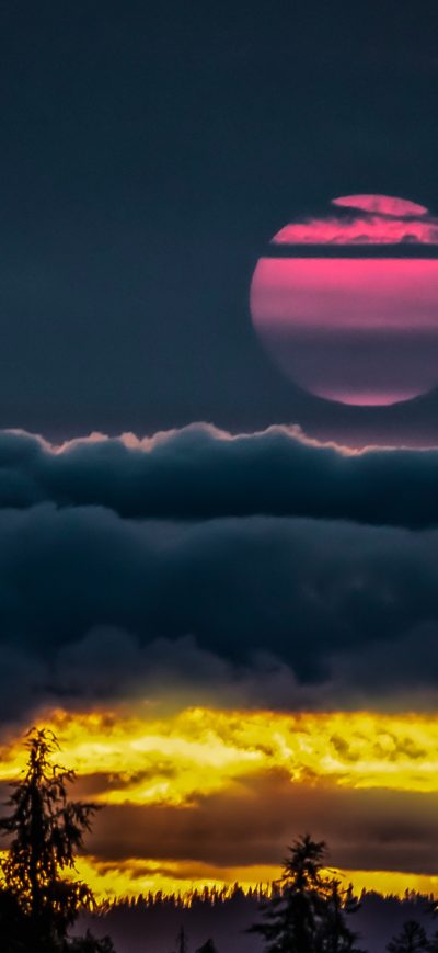 Fond d'écran iPhone Oregon Yellow Pink Sunset 4k