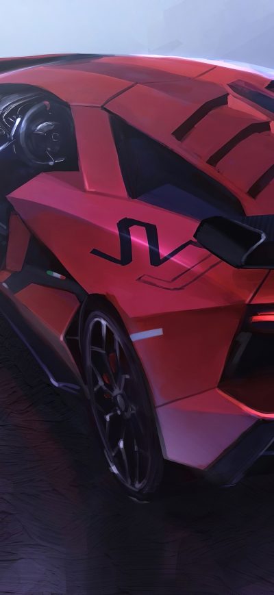 Fond d'écran iPhone Anime Girl Lamborghini Aventador Sv
