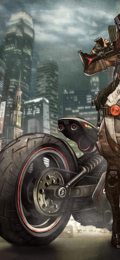 Fond d'écran iPhone Biker Girl Illustration