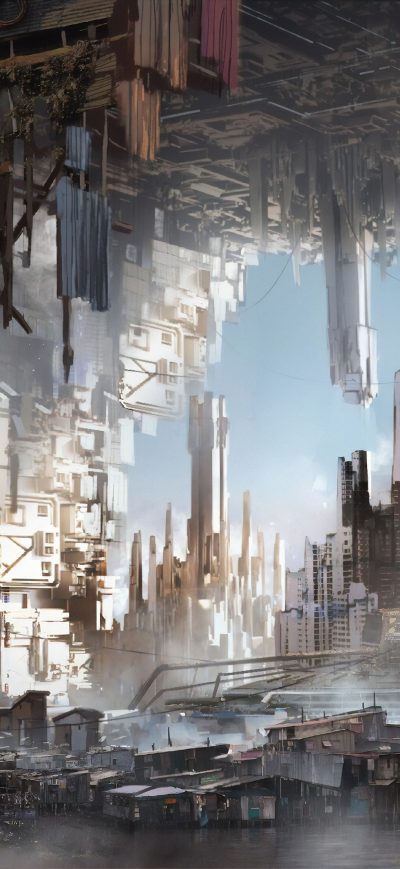 Fond d'écran Slums Up Side Down 4k sur iPhone