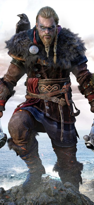 Fond d'écran iPhone Ragnar Lothbrok Assassins Creed Valhalla 8k