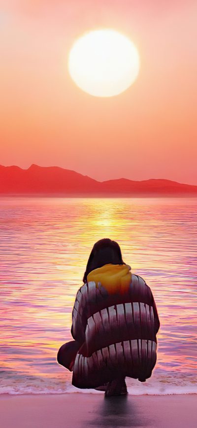 Fond d'écran iPhone Watching The Sunset On Beach 4k