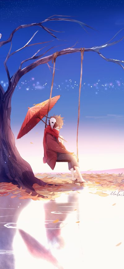 Fond d'écran iPhone Anime Boy Swing Umbrella 4k