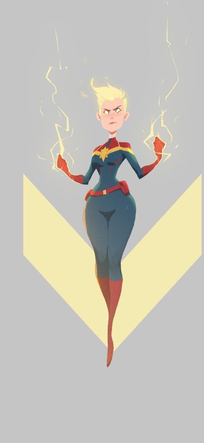 Fond d'écran iPhone Captain Marvel 4k Minimal